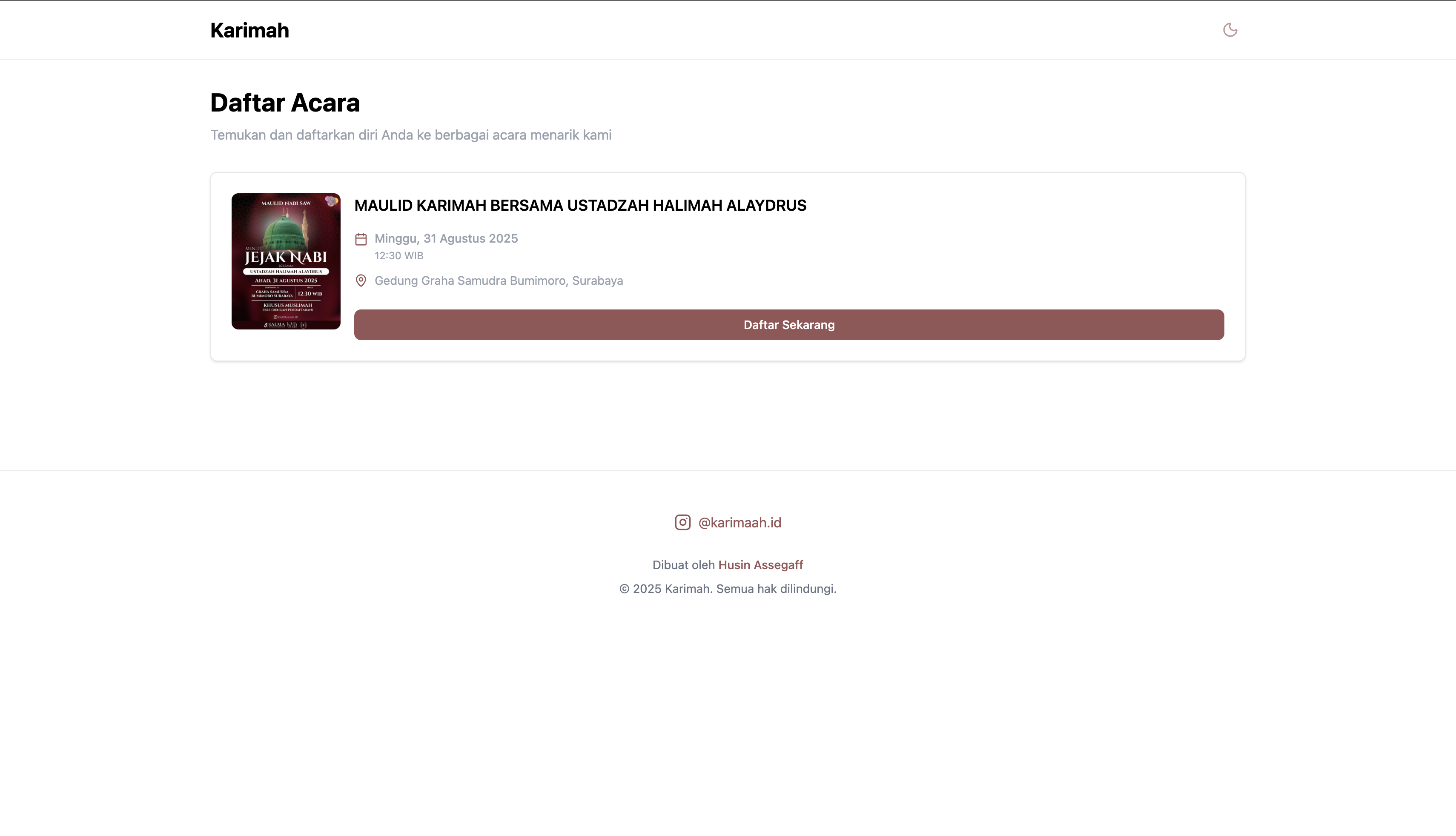 Karimah User Main Page