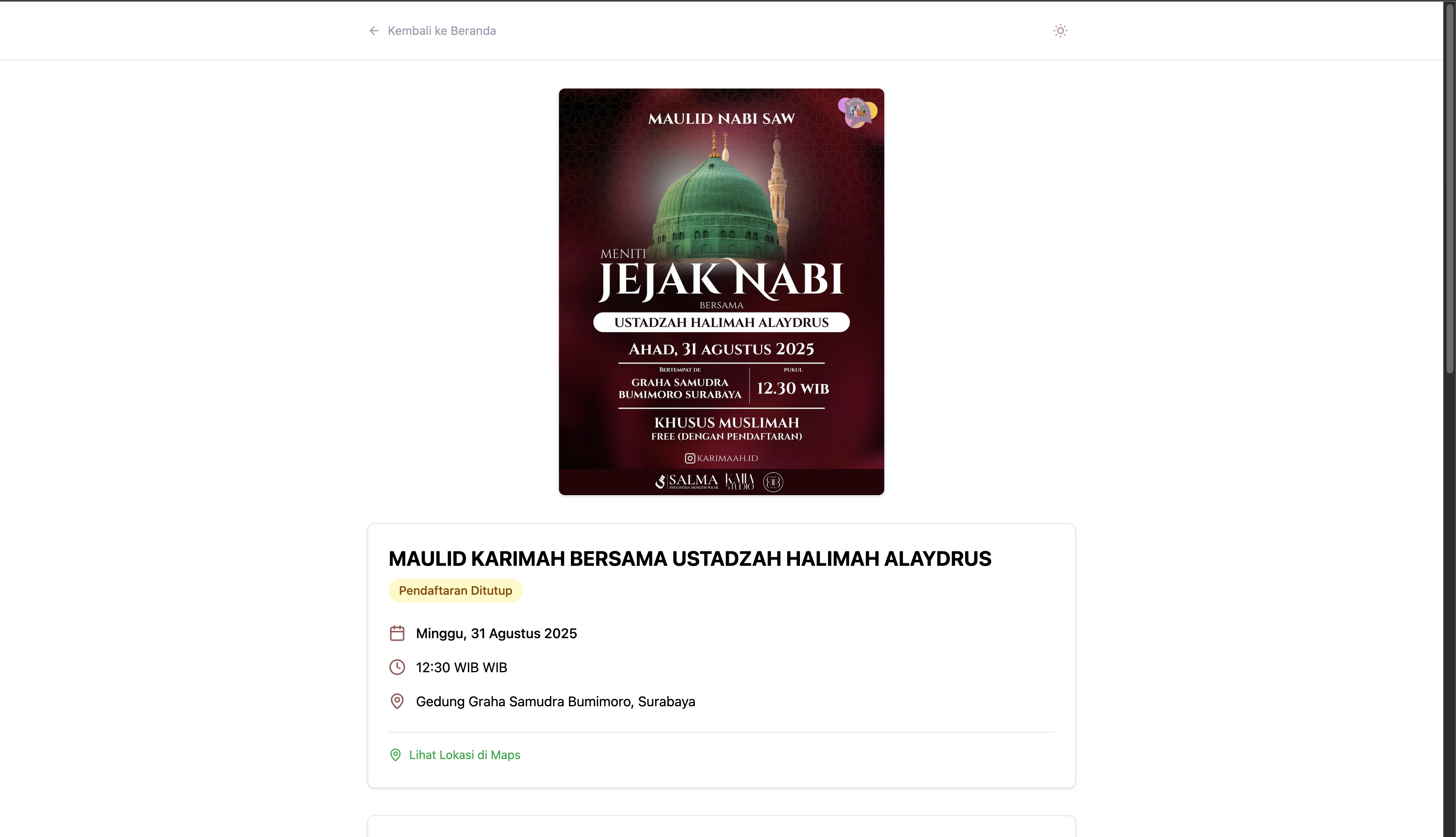 Karimah Event Detail Page