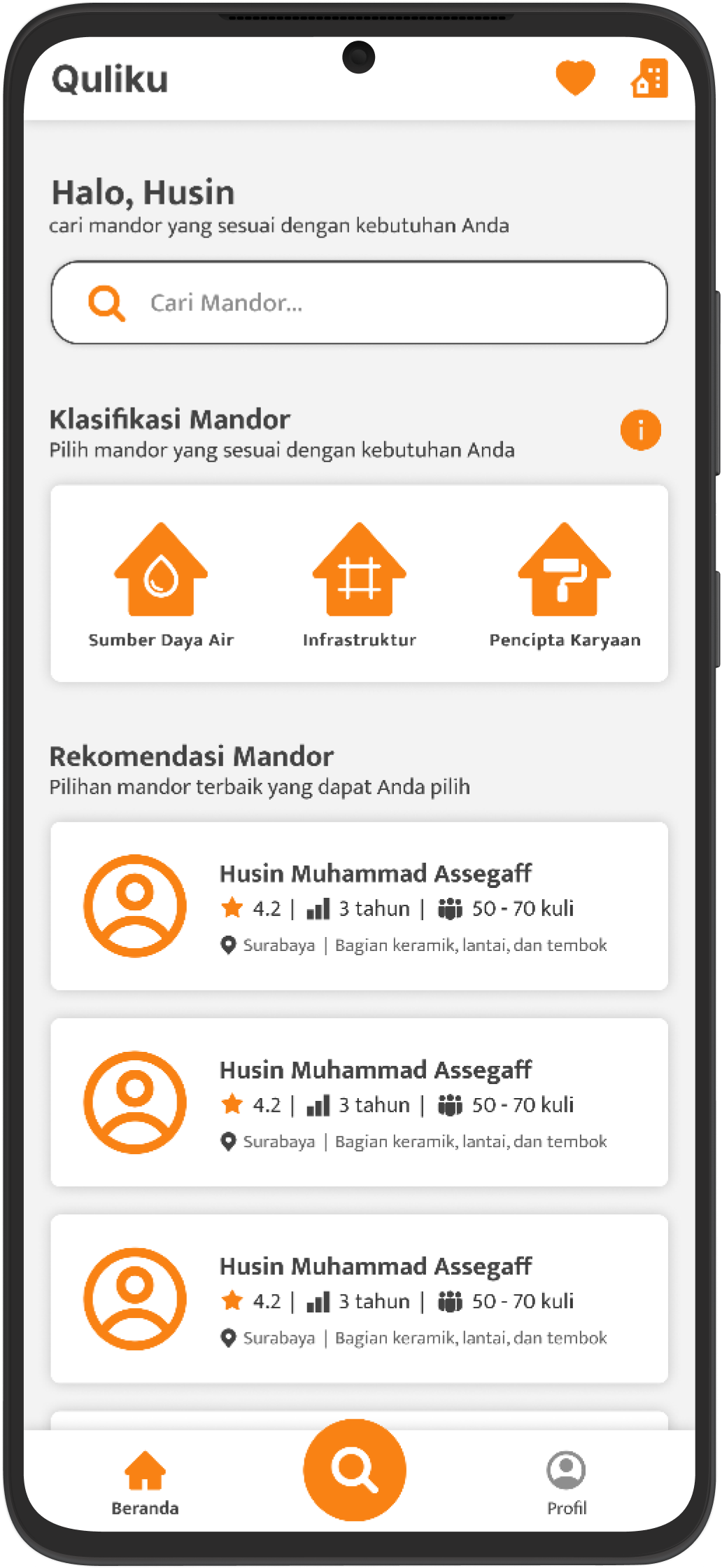 Quliku App Interface